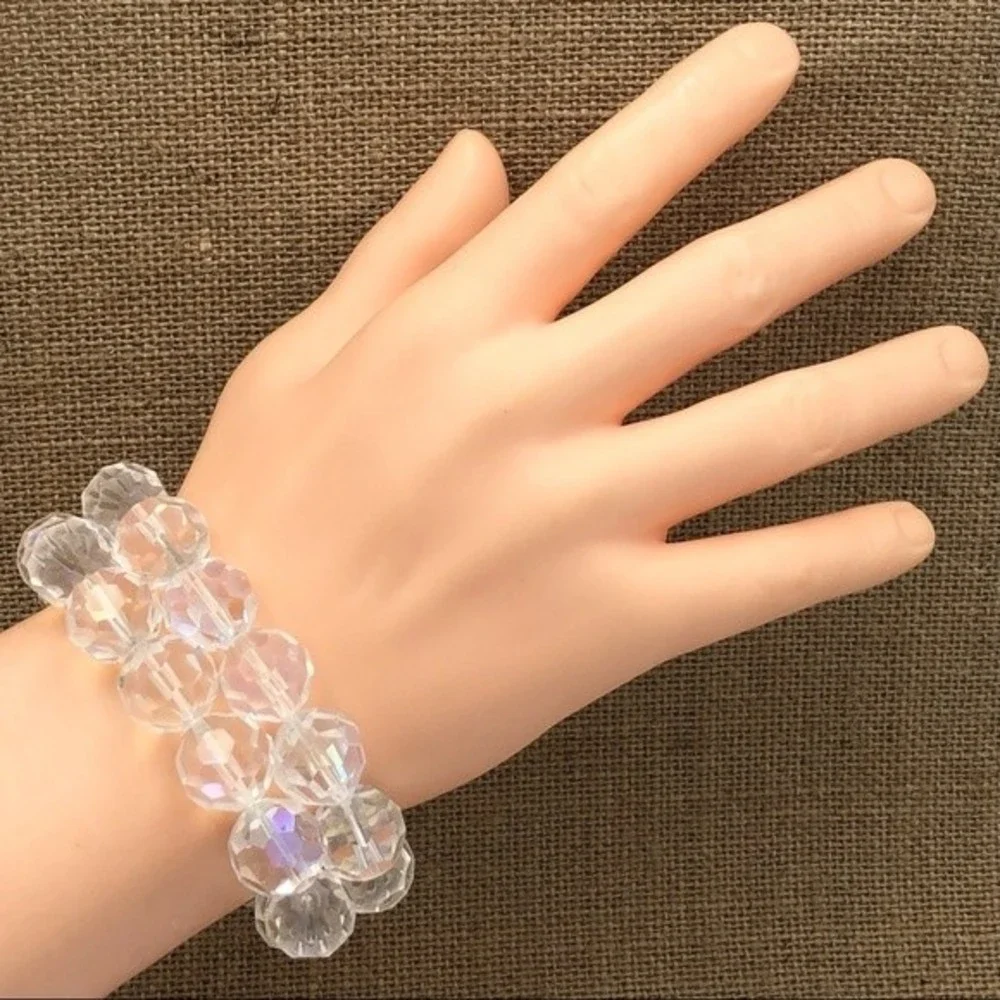 🌼 Pair Chunky AB Glass Bead Stretch Bracelet